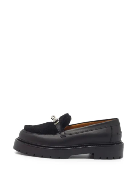 Hermès Pre-Owned Icone shearling-trim loafers Black 1354064