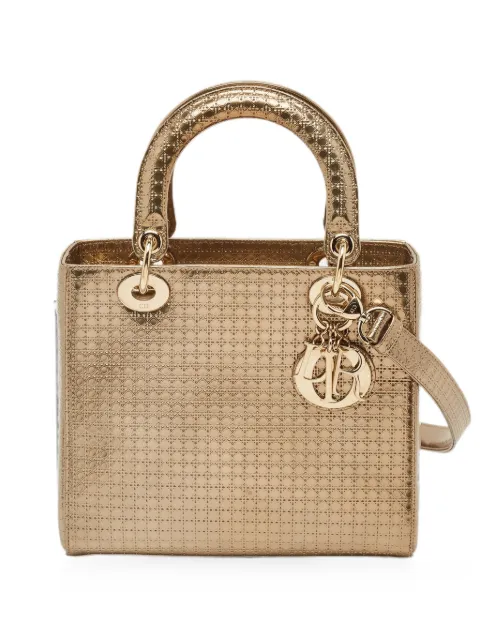 Christian Dior Pre-Owned 2016 medium Lady Dior Microcannage tote bag Gold 1324984