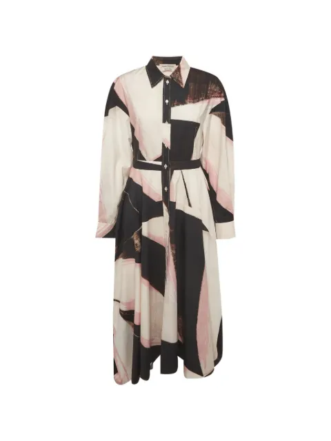 Alexander McQueen Pre-Owned abstract-print shirt midi dress Neutrals 1336159