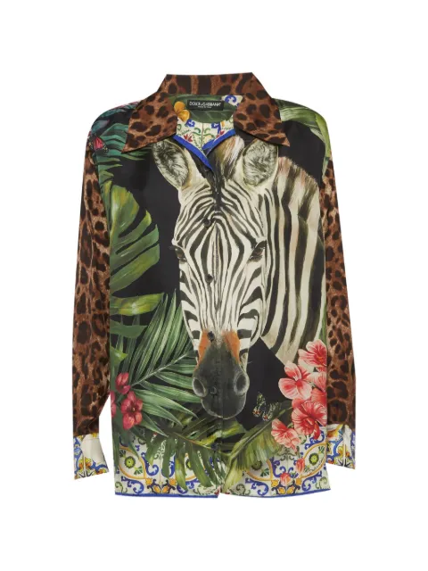 Dolce & Gabbana Pre-Owned animal-print oversized shirt Brown 1303367
