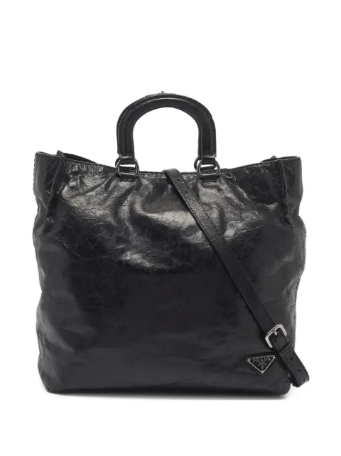 Prada Pre-Owned leather tote bag Black 1359108