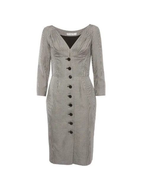 Christian Dior Pre-Owned Houndstooth midi dress Grey 1315658