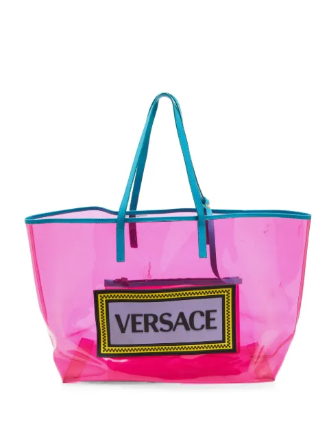 Versace Pre-Owned 1990s logo-patch tote bag Pink 1351587