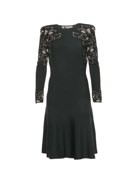 Alexander McQueen Pre-Owned floral-knit midi dress Black 1324640