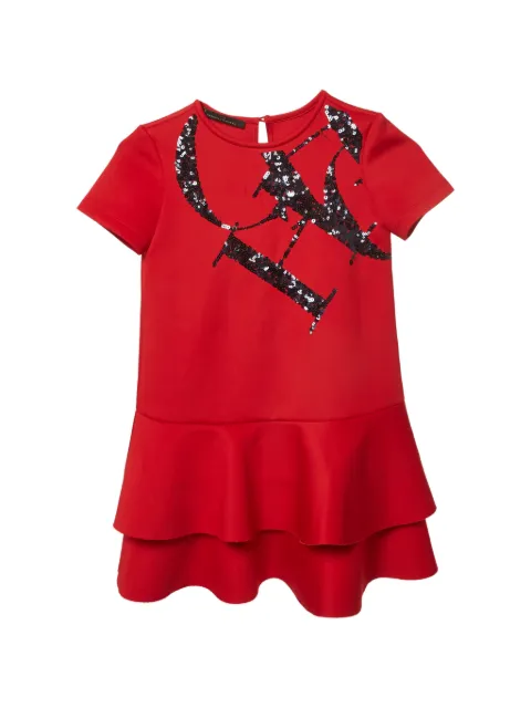 Carolina Herrera Vintage sequin-embellished ruffled mini dress Red 1303181
