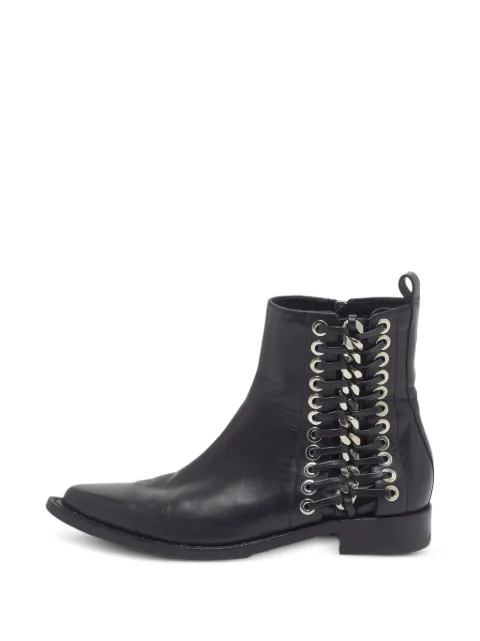 Alexander McQueen Pre-Owned lace-up chain-detail ankle boots Black 1339106