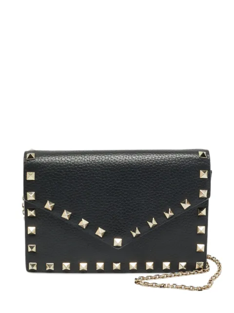 Valentino Garavani Pre-Owned Rockstud envelope wallet on chain Black 1339055