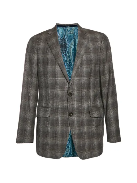 Etro Pre-Owned Glen plaid single-breasted blazer Grey 1324360