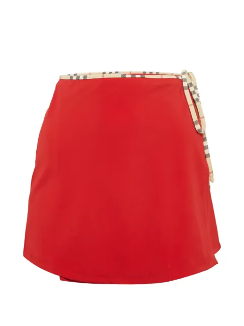 Burberry Pre-Owned check-trim sarong mid skirt Red 1303844