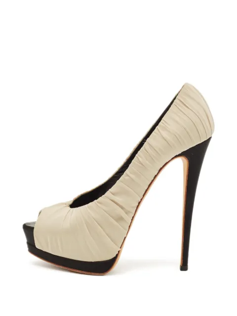 Gianvito Rossi ruched peep-toe pumps Neutrals 1265351