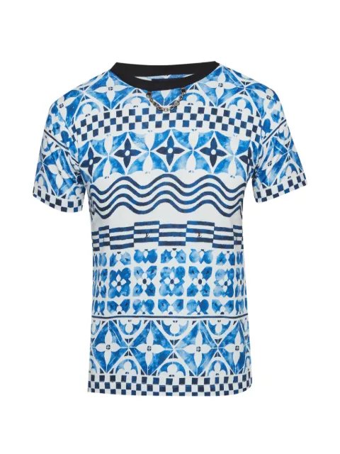 Louis Vuitton Pre-Owned Monogram print chain-detail T-shirt Blue 1299776