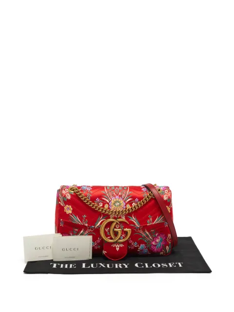 Gucci Pre-Owned GG Marmont embroidered shoulder bag Red 1261640