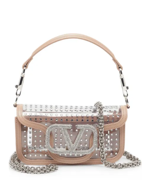 Valentino Garavani Pre-Owned Locò crystal-embellished shoulder bag Neutrals 1312431