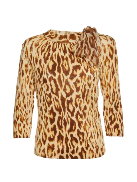 Christian Dior Pre-Owned leopard-print knotted top Brown 1335865