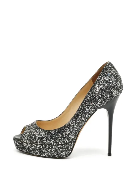 Jimmy Choo Pre-Owned Dahlia peep-toe heeled pumps Silver 1309852