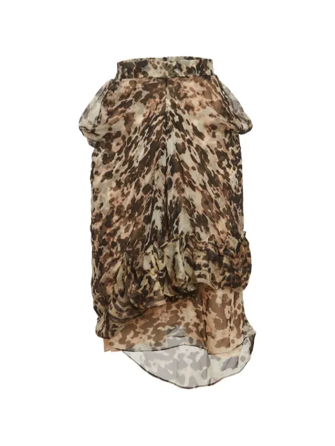 Givenchy Pre-Owned abstract-print draped mini skirt Brown 1301595