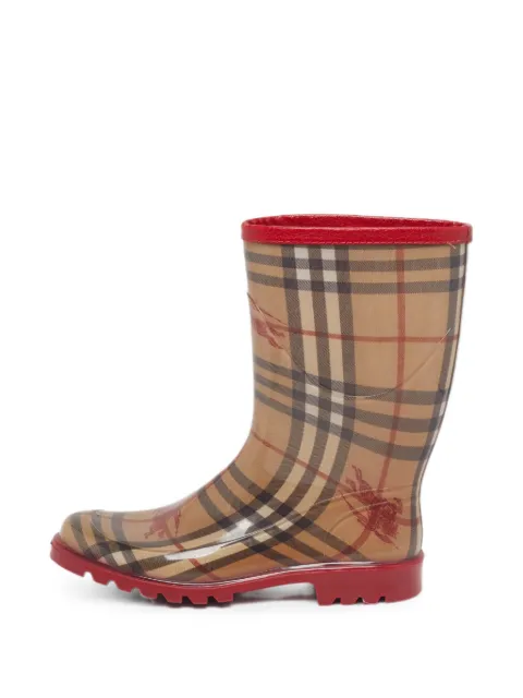Burberry Pre-Owned Haymarket Equestrian Knight rain boots White 1301012