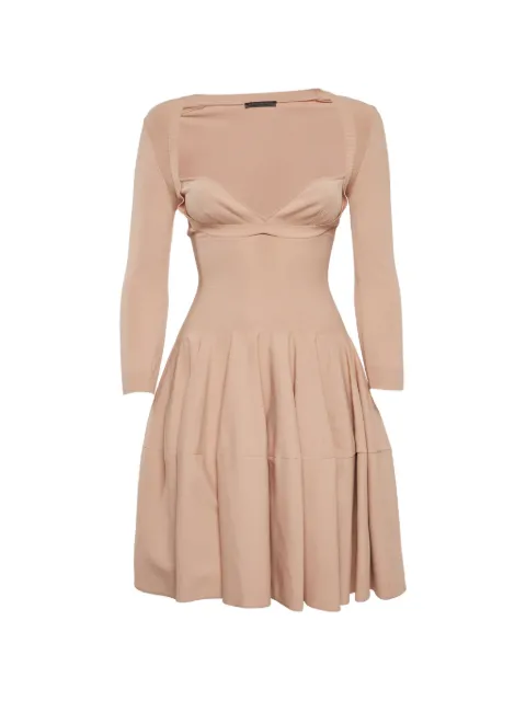 Alexander McQueen Pre-Owned jersey knit flared mini dress Neutrals 1316346