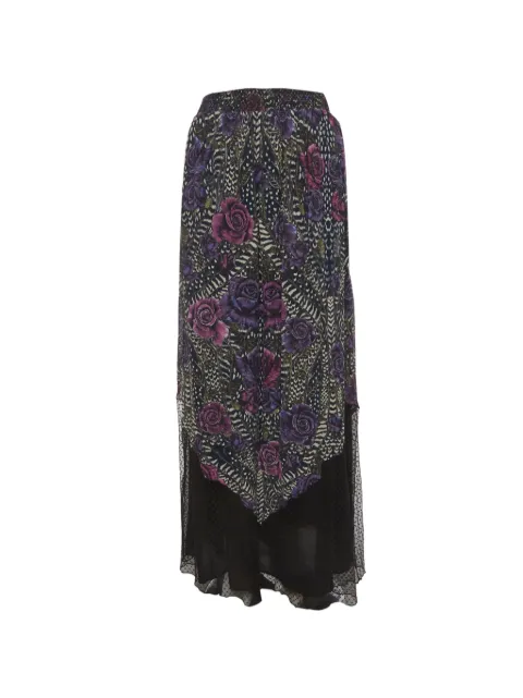 Just Cavalli Vintage floral-print tulle-panelled maxi skirt Black 1300394
