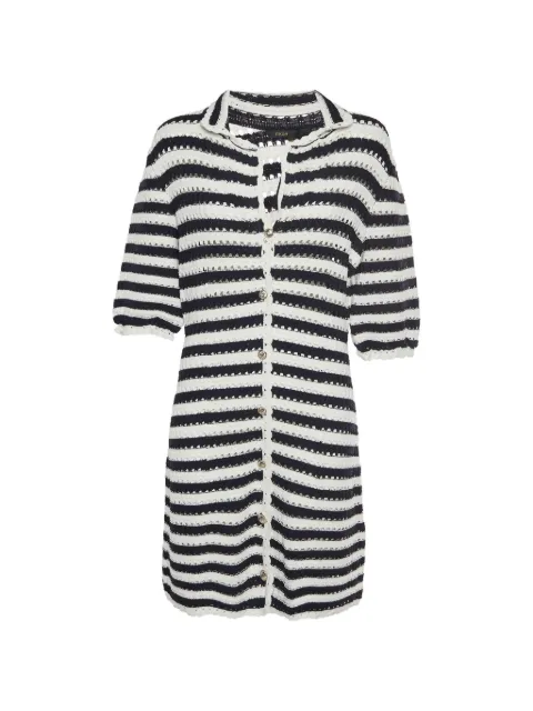 Maje striped rosette-detail mini dress Blue 1330301