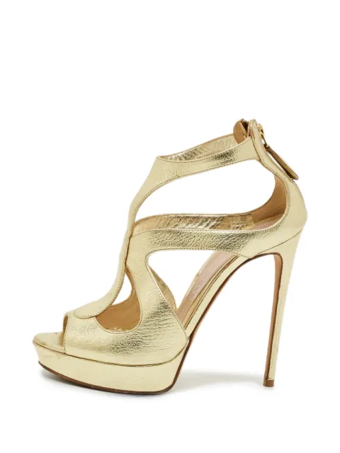 Alexander McQueen Pre-Owned cutout ankle-strap heeled sandals Gold 1304106