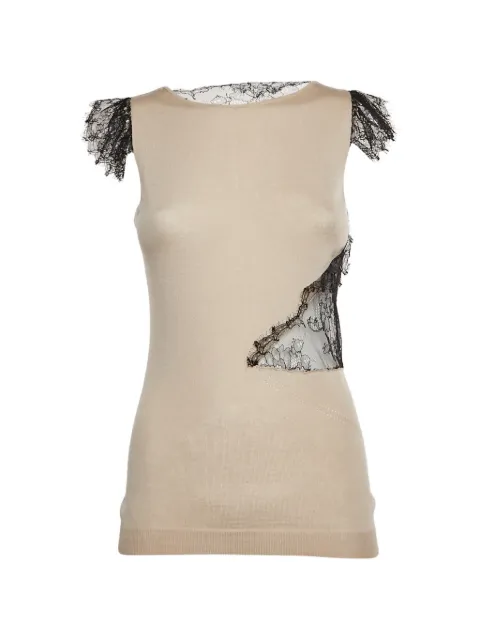 Valentino Garavani Pre-Owned lace knit tank top Neutrals 1319135