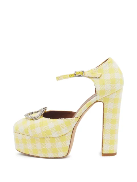Malone Souliers Camille gingham platform pumps Yellow 1326969