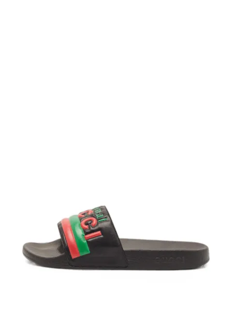 Gucci Pre-Owned logo-embossed leather slides Black 1337055