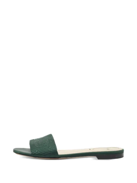 Fendi Pre-Owned logo-motif slides Green 1340519