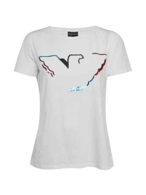 Emporio Armani Pre-Owned sequin-embellished jersey T-shirt White 1302199
