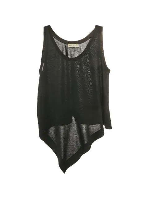 Balenciaga Pre-Owned asymmetric stretch-knit tank top Black 1328554