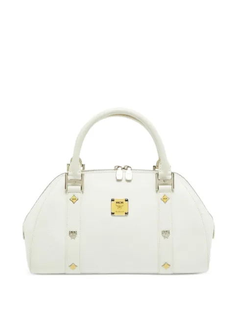 MCM Pre-Owned logo-plaque leather handbag White 1287335