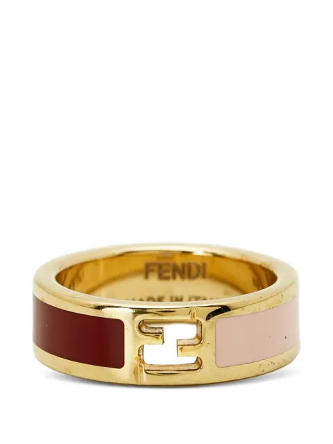Fendi Pre-Owned Fendista enamel ring Gold 1296312