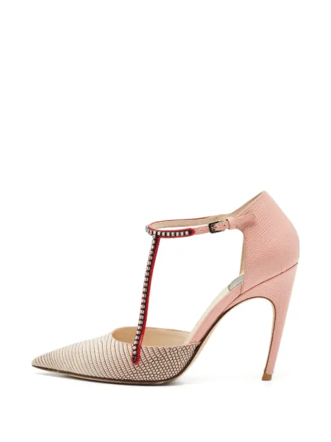 Christian Dior Pre-Owned crystal-embellished T-bar heeled pumps Pink 1352782