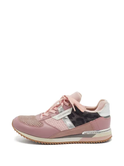 Dolce & Gabbana Pre-Owned straw-panel leather sneakers Pink 1333715