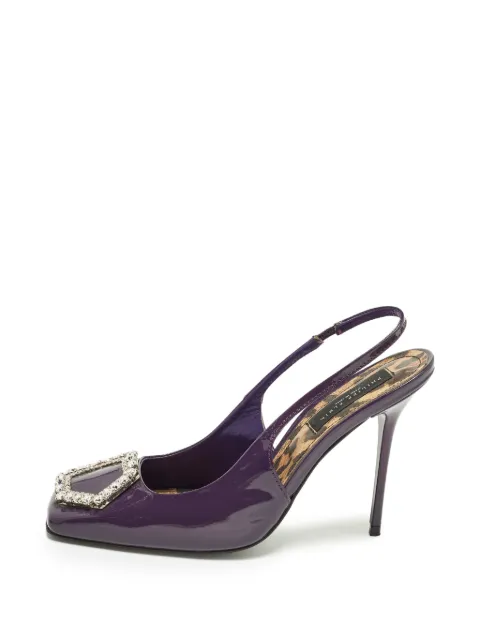 Philipp Plein crystal-embellished slingback pumps Purple 1295183