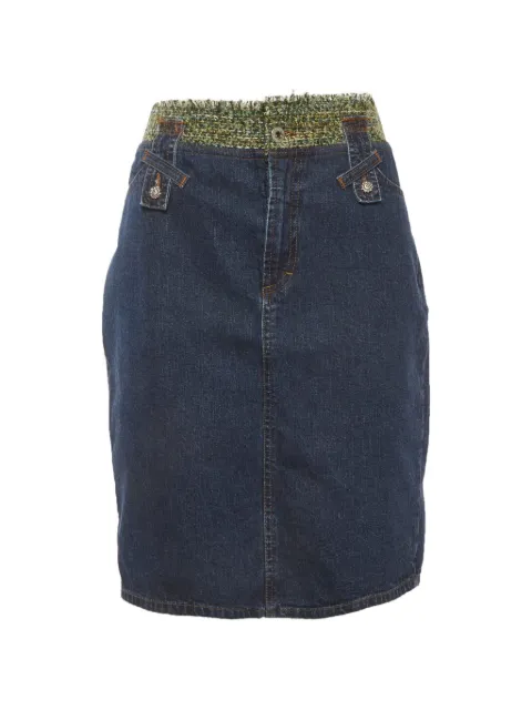 D&G Vintage tweed-panel pencil mini skirt Blue 1318631