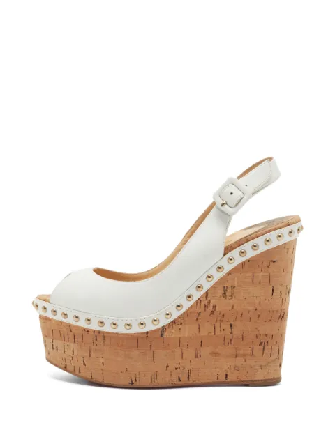 Christian Louboutin Pre-Owned Monico cork platform wedge sandals White 1360345