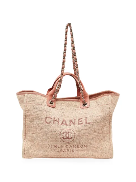 CHANEL Pre-Owned 2017-2018 Deauville tweed tote bag Pink 1327439