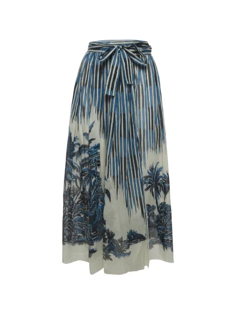 Christian Dior Pre-Owned palm tree-print wrap midi skirt Blue 1293819