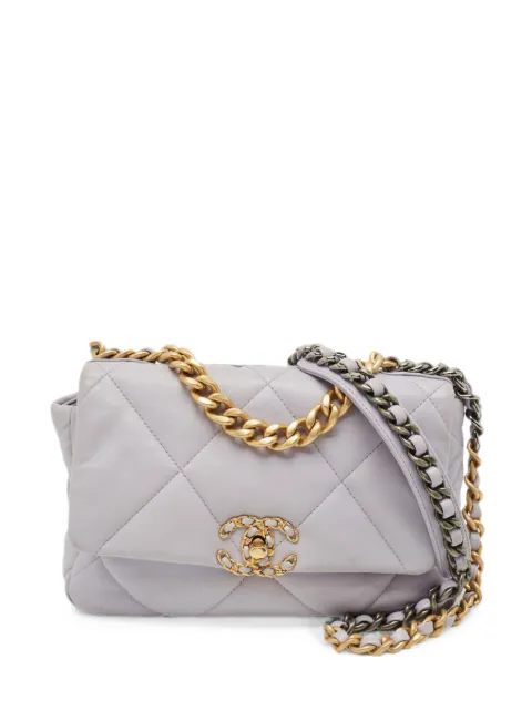 CHANEL Pre-Owned small 19 Flap quilted shoulder bag Purple 1269991