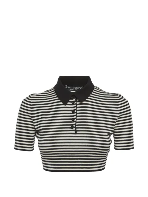 Dolce & Gabbana Pre-Owned striped cropped polo top Black 1316509