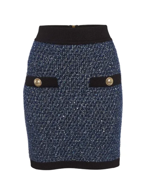 Balmain Pre-Owned tweed pencil mini skirt Blue 1288555
