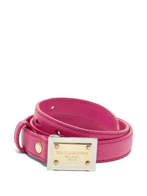 Dolce & Gabbana Pre-Owned Logo Plaque slim belt Pink 1281546