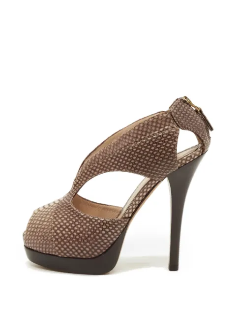 Fendi Pre-Owned python-texture cut-out sandals Brown 1287257