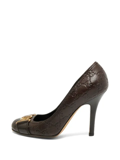 Gucci Pre-Owned Hysteria GG-monogram leather heeled pumps Brown 1345196