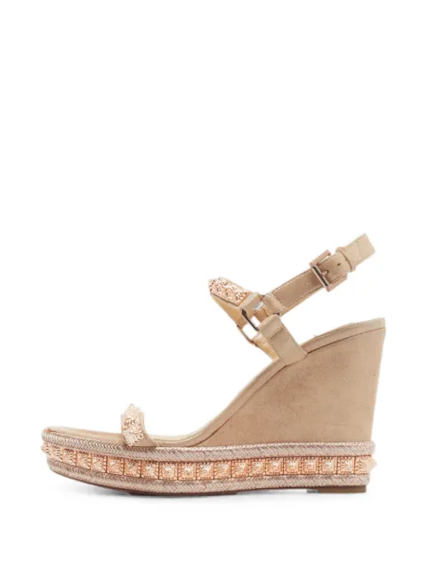 Christian Louboutin Pre-Owned Pyraclou suede wedge sandals Neutrals 1349863