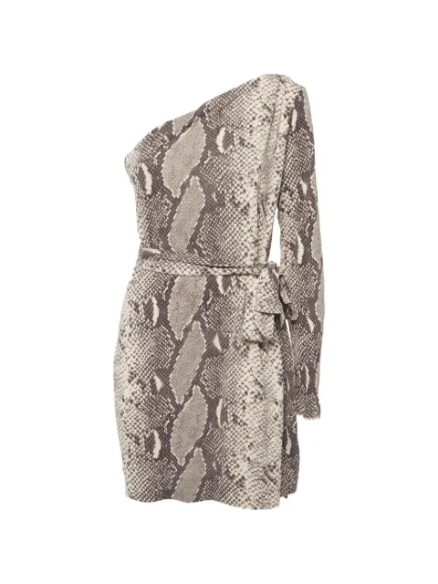 DVF Diane von Furstenberg one-shoulder mini wrap dress Neutrals 1339171