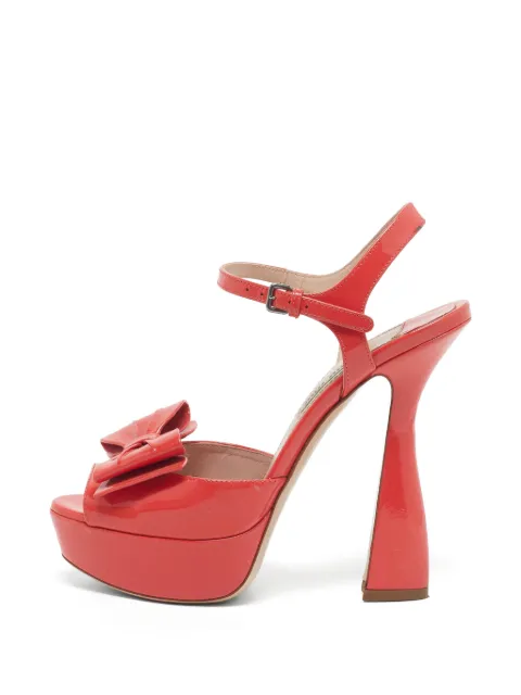 Miu Miu Pre-Owned bow-detail platform sandals Red 1326732