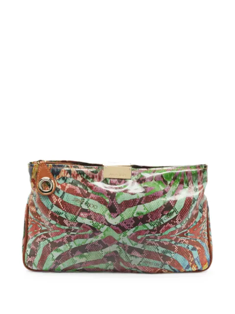Jimmy Choo Pre-Owned python-print clutch bag Green 1294407